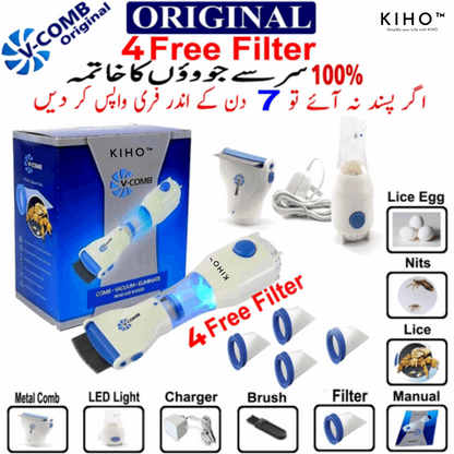 V Comb Head Lice Machine With 4 Filter 💇